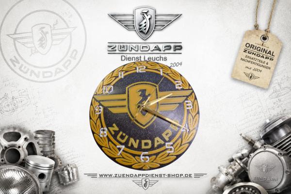 Zündapp Wanduhr 250 mm – 3D-​Druck aus PETG mit Quarz-​Uhrwerk - Glitzer-Schwarz & Gold